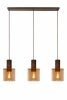 Lampa wisząca miedziana szklane bursztynowe klosze TOLEDO 74405/03/62 Lucide